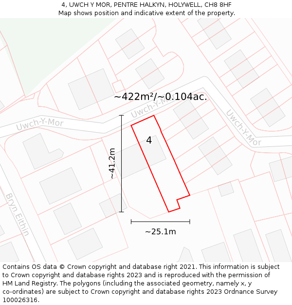 4, UWCH Y MOR, PENTRE HALKYN, HOLYWELL, CH8 8HF: Plot and title map