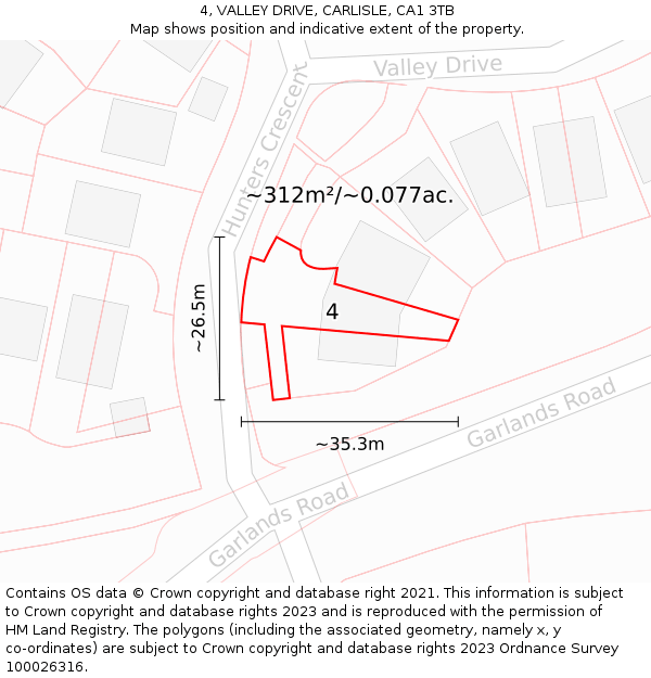 4, VALLEY DRIVE, CARLISLE, CA1 3TB: Plot and title map
