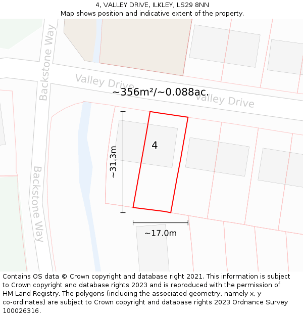 4, VALLEY DRIVE, ILKLEY, LS29 8NN: Plot and title map