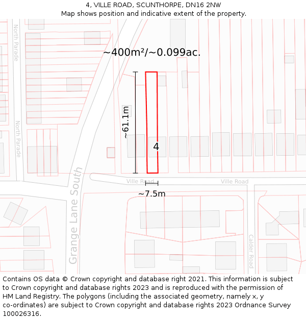4, VILLE ROAD, SCUNTHORPE, DN16 2NW: Plot and title map