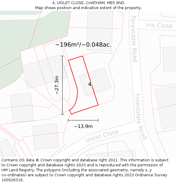4, VIOLET CLOSE, CHATHAM, ME5 9ND: Plot and title map