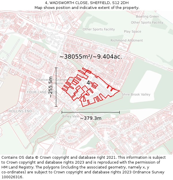 4, WADSWORTH CLOSE, SHEFFIELD, S12 2DH: Plot and title map