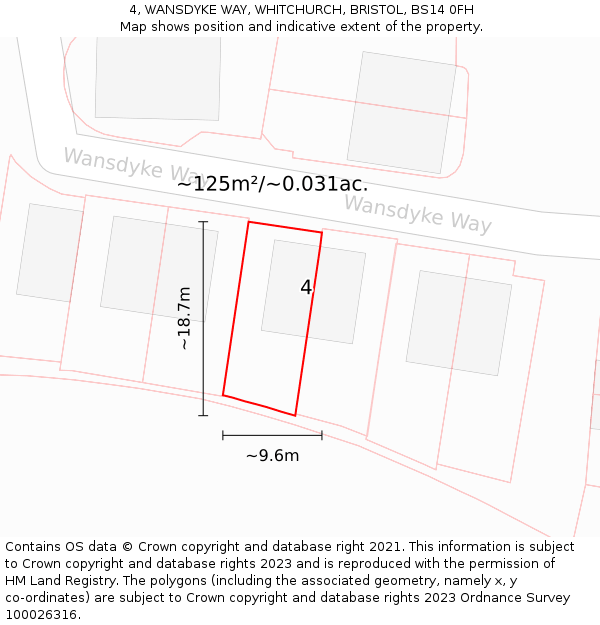 4, WANSDYKE WAY, WHITCHURCH, BRISTOL, BS14 0FH: Plot and title map