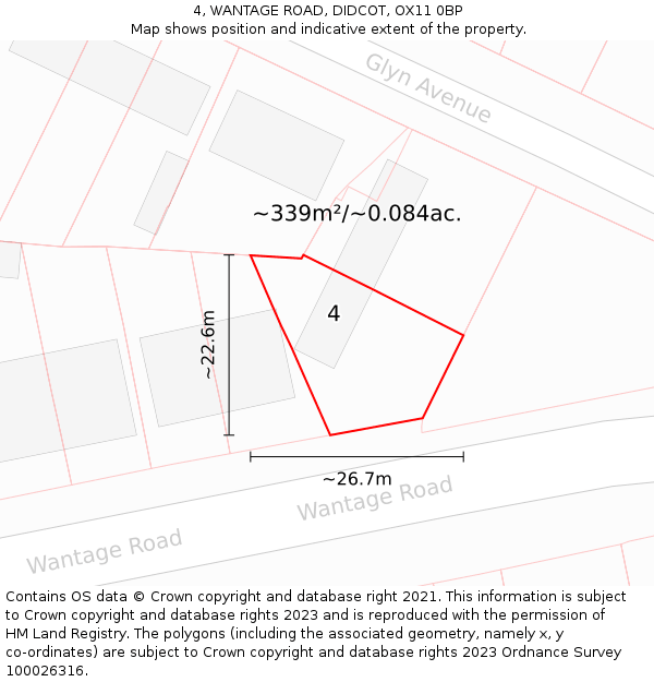 4, WANTAGE ROAD, DIDCOT, OX11 0BP: Plot and title map