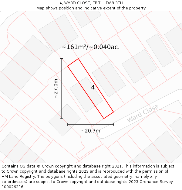 4, WARD CLOSE, ERITH, DA8 3EH: Plot and title map