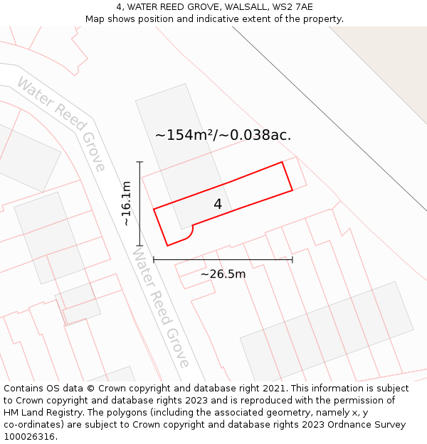 4, WATER REED GROVE, WALSALL, WS2 7AE: Plot and title map