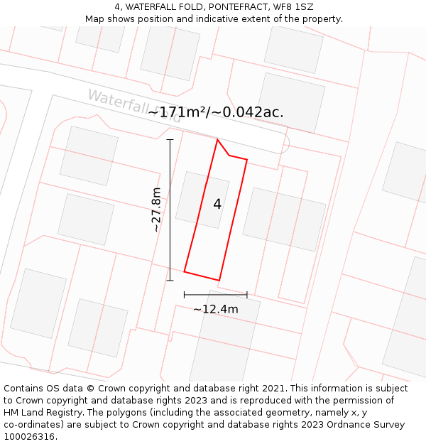 4, WATERFALL FOLD, PONTEFRACT, WF8 1SZ: Plot and title map