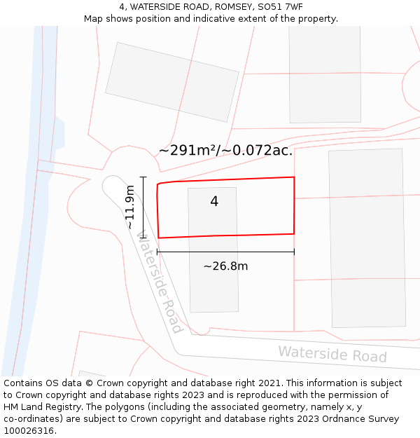 4, WATERSIDE ROAD, ROMSEY, SO51 7WF: Plot and title map
