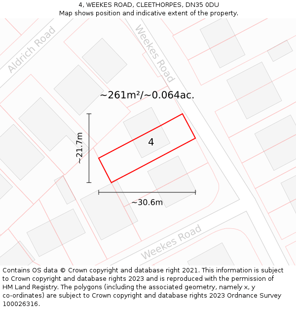 4, WEEKES ROAD, CLEETHORPES, DN35 0DU: Plot and title map