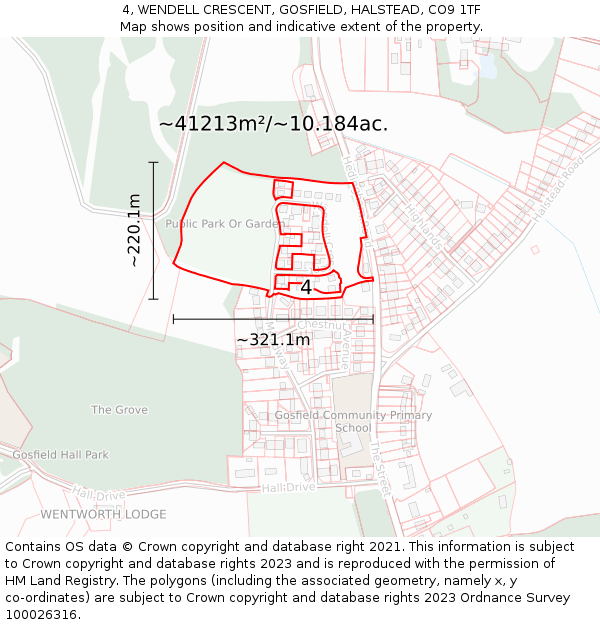 4, WENDELL CRESCENT, GOSFIELD, HALSTEAD, CO9 1TF: Plot and title map