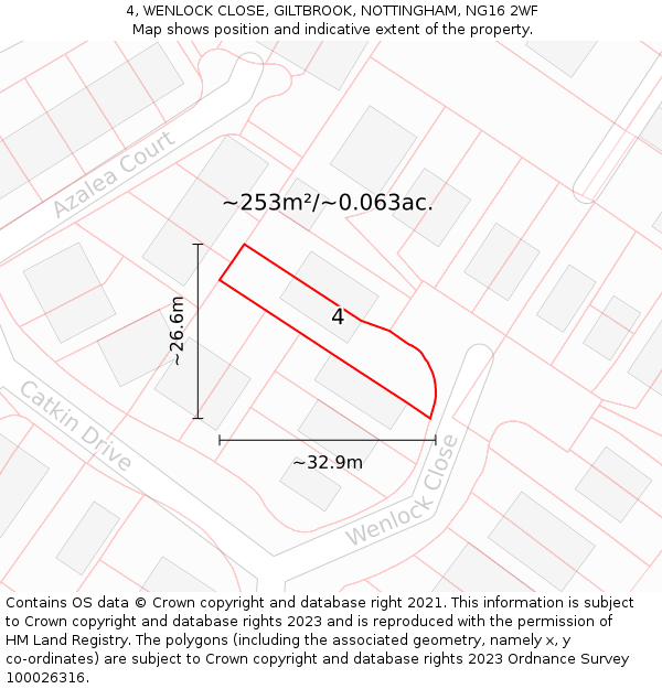 4, WENLOCK CLOSE, GILTBROOK, NOTTINGHAM, NG16 2WF: Plot and title map