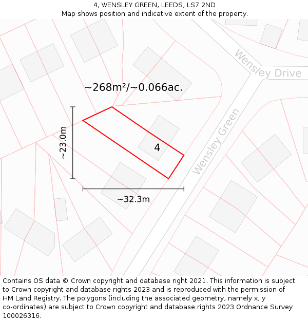 4, WENSLEY GREEN, LEEDS, LS7 2ND: Plot and title map