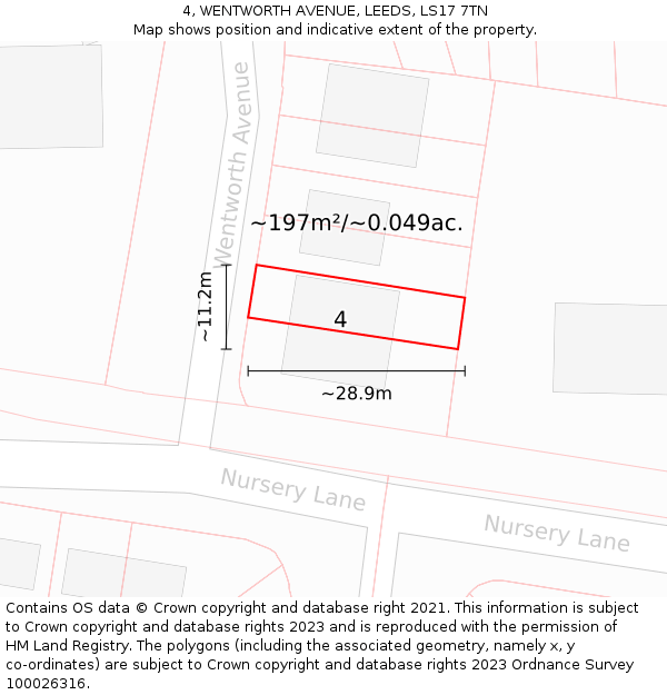 4, WENTWORTH AVENUE, LEEDS, LS17 7TN: Plot and title map