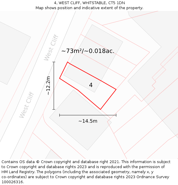4, WEST CLIFF, WHITSTABLE, CT5 1DN: Plot and title map