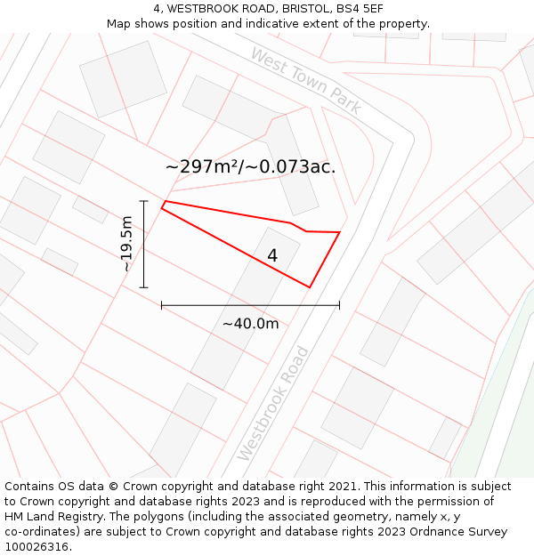 4, WESTBROOK ROAD, BRISTOL, BS4 5EF: Plot and title map