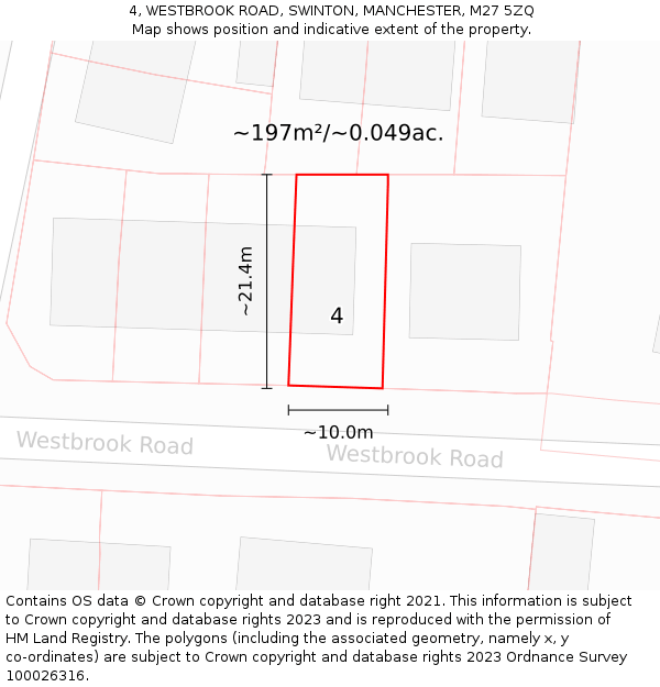 4, WESTBROOK ROAD, SWINTON, MANCHESTER, M27 5ZQ: Plot and title map