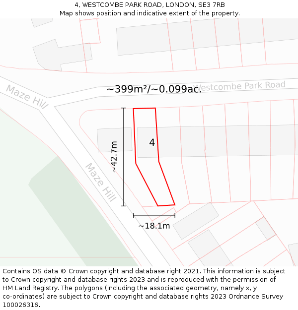 4, WESTCOMBE PARK ROAD, LONDON, SE3 7RB: Plot and title map