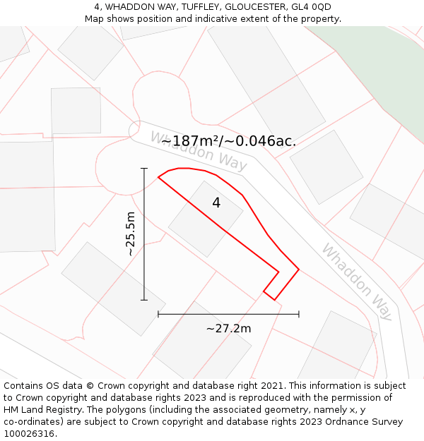 4, WHADDON WAY, TUFFLEY, GLOUCESTER, GL4 0QD: Plot and title map