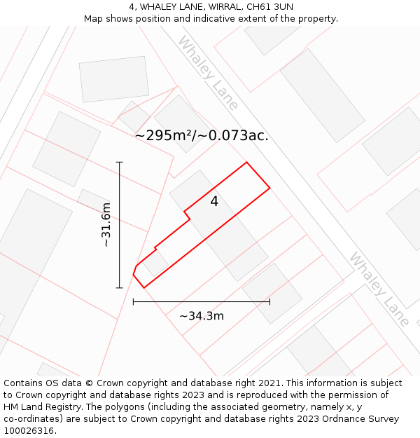 4, WHALEY LANE, WIRRAL, CH61 3UN: Plot and title map
