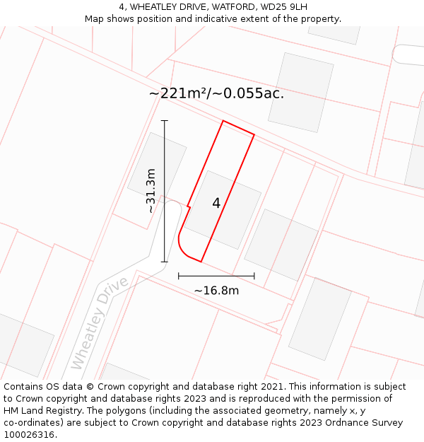 4, WHEATLEY DRIVE, WATFORD, WD25 9LH: Plot and title map
