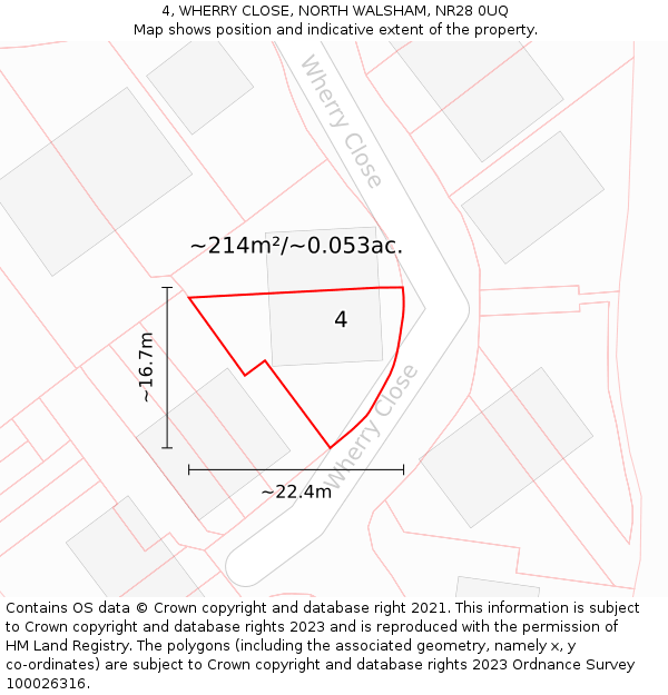 4, WHERRY CLOSE, NORTH WALSHAM, NR28 0UQ: Plot and title map