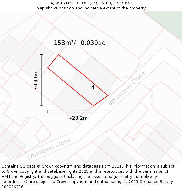 4, WHIMBREL CLOSE, BICESTER, OX26 6XP: Plot and title map