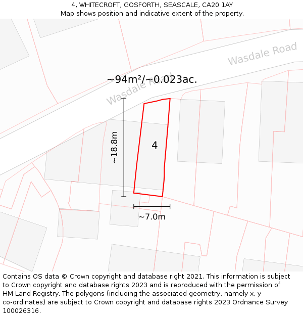 4, WHITECROFT, GOSFORTH, SEASCALE, CA20 1AY: Plot and title map