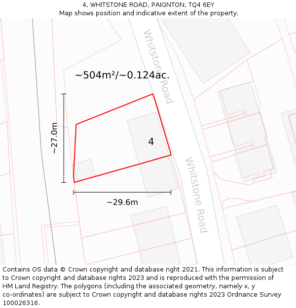 4, WHITSTONE ROAD, PAIGNTON, TQ4 6EY: Plot and title map