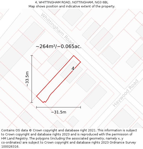 4, WHITTINGHAM ROAD, NOTTINGHAM, NG3 6BL: Plot and title map