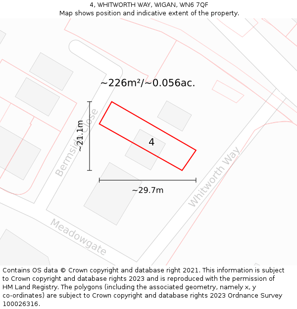 4, WHITWORTH WAY, WIGAN, WN6 7QF: Plot and title map