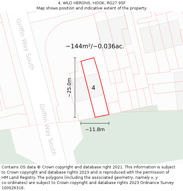 4, WILD HERONS, HOOK, RG27 9SF: Plot and title map
