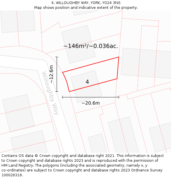 4, WILLOUGHBY WAY, YORK, YO24 3NS: Plot and title map