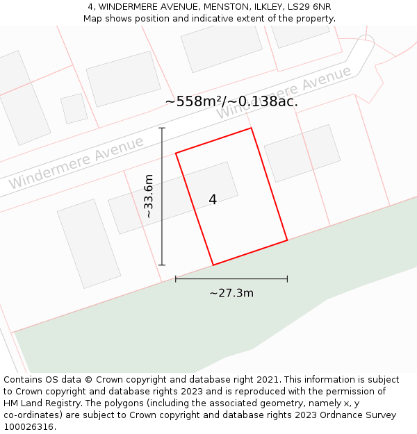 4, WINDERMERE AVENUE, MENSTON, ILKLEY, LS29 6NR: Plot and title map