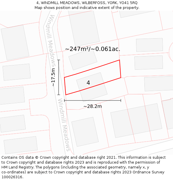 4, WINDMILL MEADOWS, WILBERFOSS, YORK, YO41 5RQ: Plot and title map