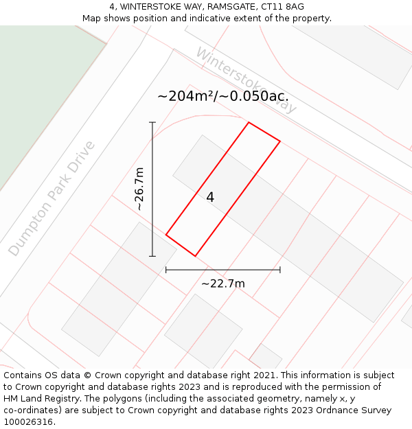 4, WINTERSTOKE WAY, RAMSGATE, CT11 8AG: Plot and title map