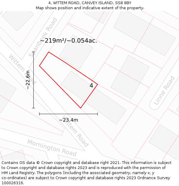 4, WITTEM ROAD, CANVEY ISLAND, SS8 8BY: Plot and title map