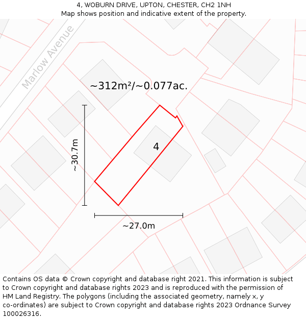 4, WOBURN DRIVE, UPTON, CHESTER, CH2 1NH: Plot and title map