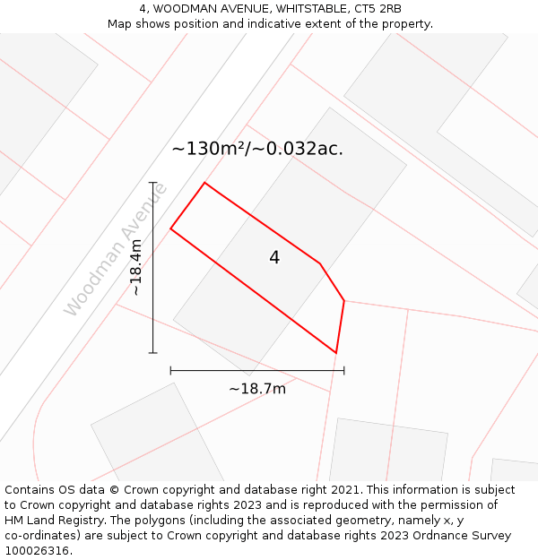 4, WOODMAN AVENUE, WHITSTABLE, CT5 2RB: Plot and title map
