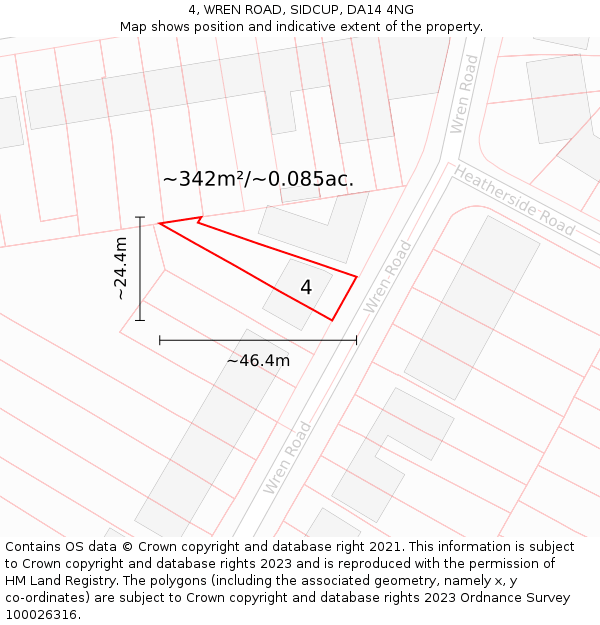4, WREN ROAD, SIDCUP, DA14 4NG: Plot and title map