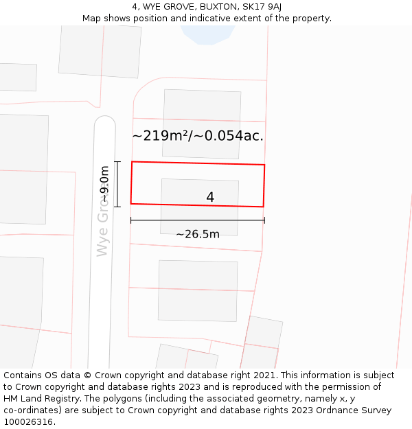 4, WYE GROVE, BUXTON, SK17 9AJ: Plot and title map