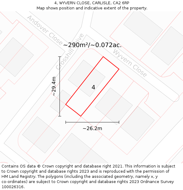 4, WYVERN CLOSE, CARLISLE, CA2 6RP: Plot and title map