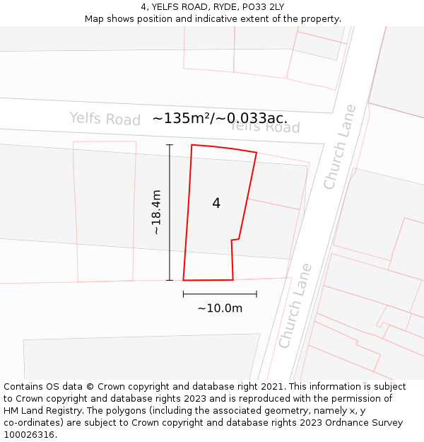 4, YELFS ROAD, RYDE, PO33 2LY: Plot and title map