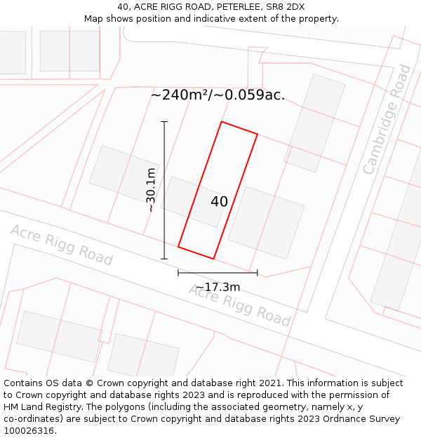 40, ACRE RIGG ROAD, PETERLEE, SR8 2DX: Plot and title map