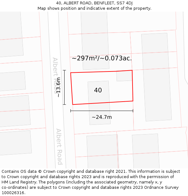 40, ALBERT ROAD, BENFLEET, SS7 4DJ: Plot and title map