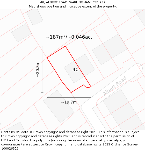 40, ALBERT ROAD, WARLINGHAM, CR6 9EP: Plot and title map