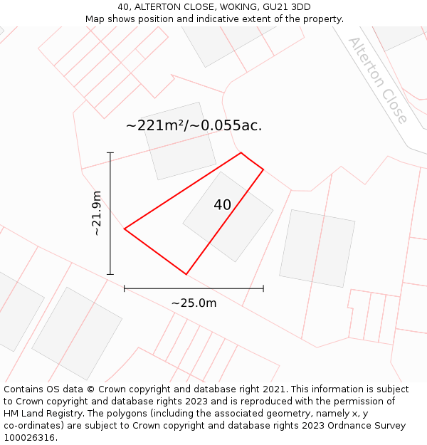 40, ALTERTON CLOSE, WOKING, GU21 3DD: Plot and title map