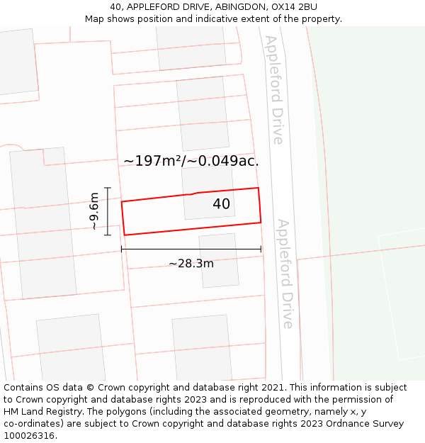 40, APPLEFORD DRIVE, ABINGDON, OX14 2BU: Plot and title map
