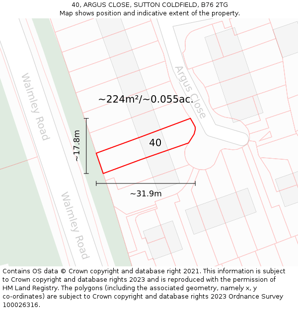 40, ARGUS CLOSE, SUTTON COLDFIELD, B76 2TG: Plot and title map