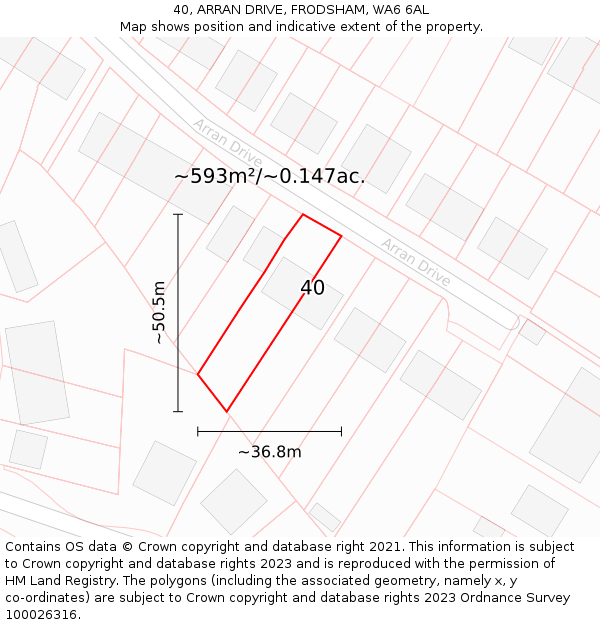 40, ARRAN DRIVE, FRODSHAM, WA6 6AL: Plot and title map