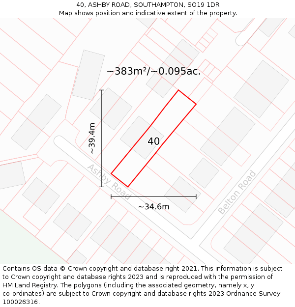 40, ASHBY ROAD, SOUTHAMPTON, SO19 1DR: Plot and title map